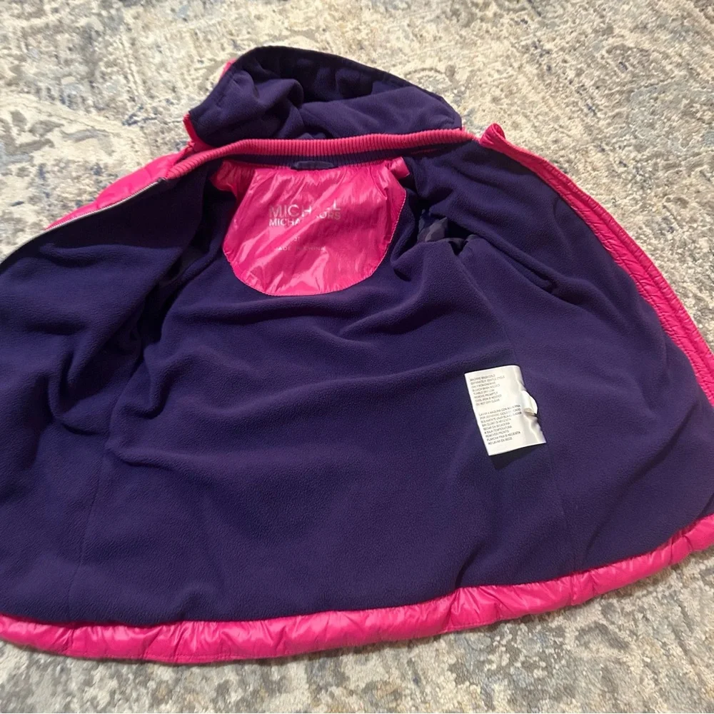 Michael Kors Toddler 3T Jacket Pink Fleece Lined Hooded Puffer Coat Jacket